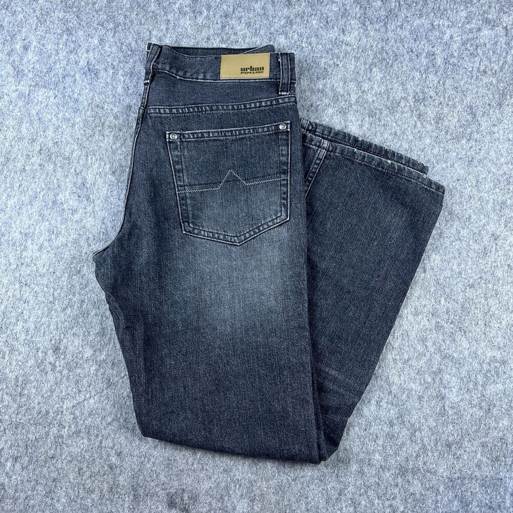 Urban Pipeline Men's Jeans Gray Slim Straight Dark Gray Wash Denim Size 32x32